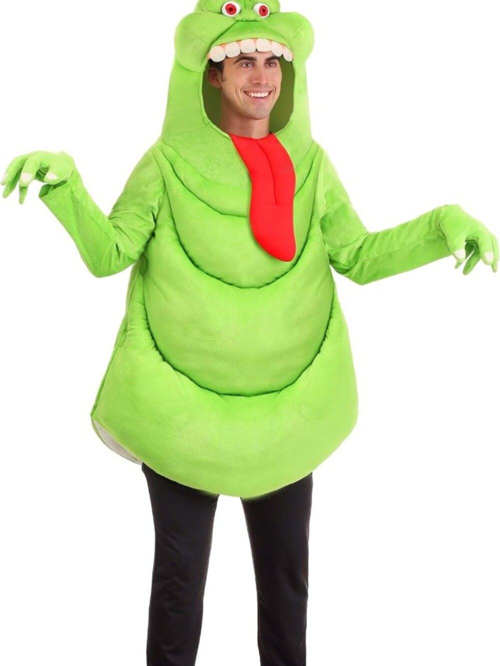 Adult Slimer Costume - Fun Green Ghost Pullover Tunic & Gloves for Halloween